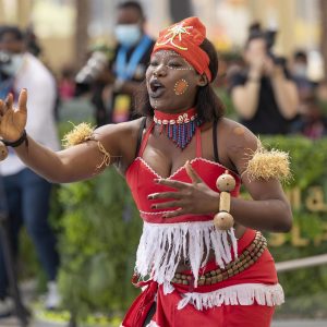 DUBAI, 22 March 2022. Cultural performance during the Democratic Republic of the Congo National Day Ceremony at Al Wasl, Expo 2020 Dubai. (Photo by Christopher Edralin/Expo 2020 Dubai)