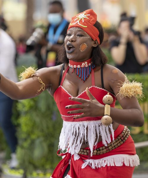 DUBAI, 22 March 2022. Cultural performance during the Democratic Republic of the Congo National Day Ceremony at Al Wasl, Expo 2020 Dubai. (Photo by Christopher Edralin/Expo 2020 Dubai)